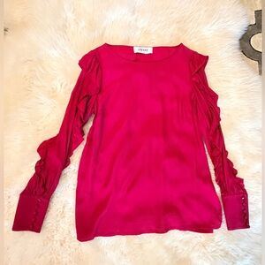 Burgundy Blouse with Ruffled Sleeves